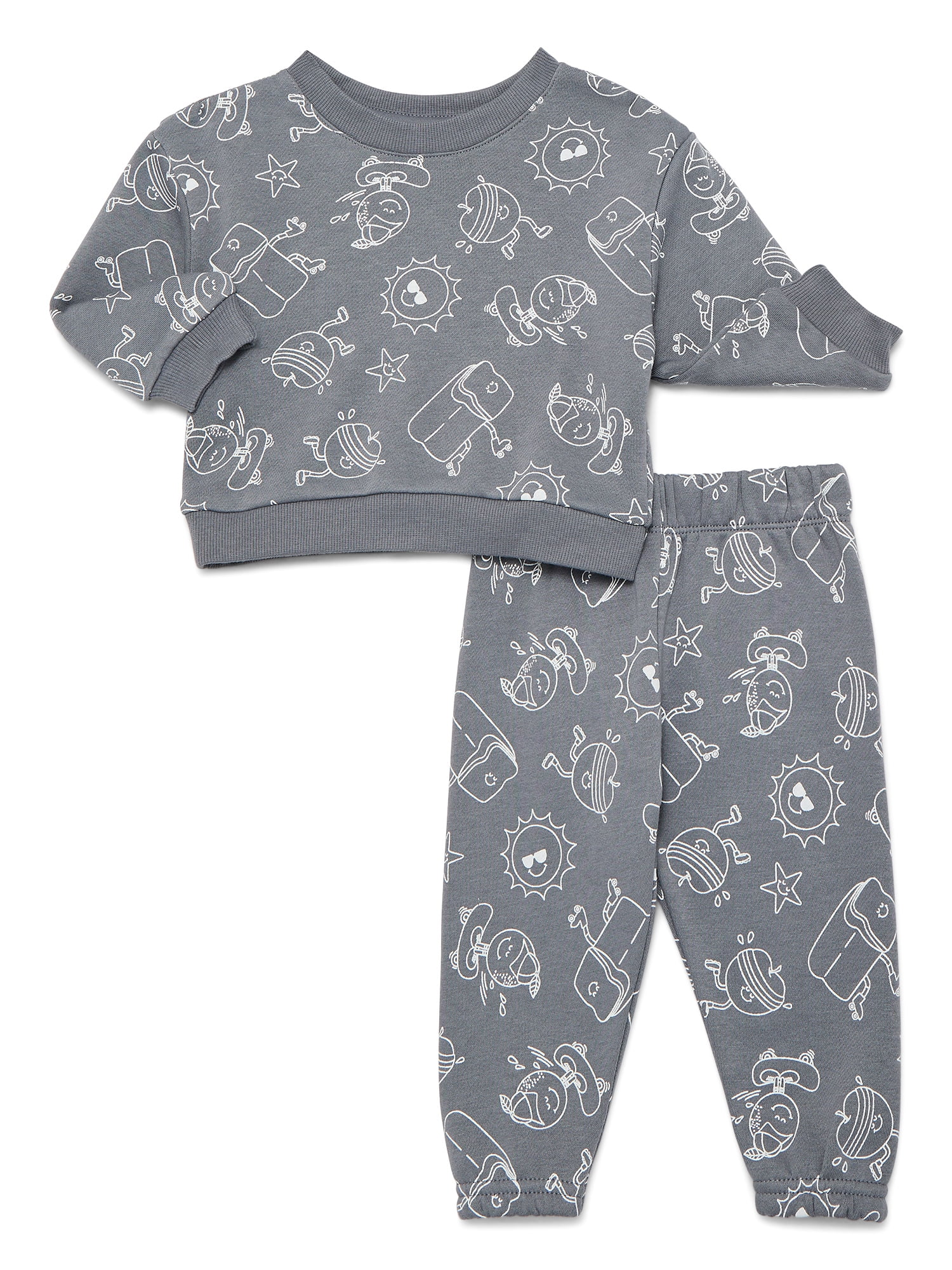 Wonder Nation Baby Boys Fleece Top and Pants Set, 2-Piece, Sizes 6M-24M