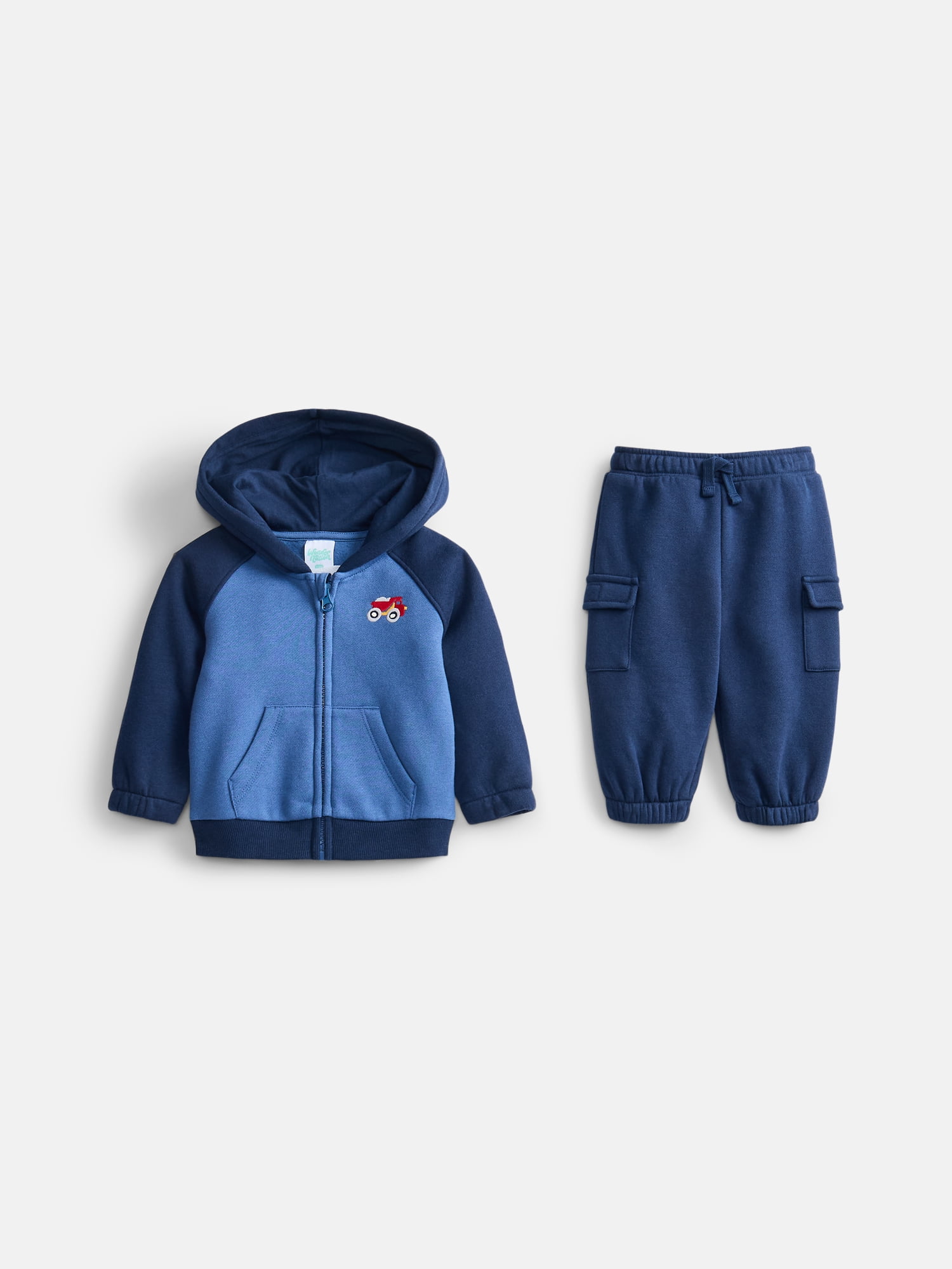 Wonder Nation Baby Boys Full Zip Hoodie and Jogger Sweatpants Set, 2 Piece, Sizes 0/3M-24M