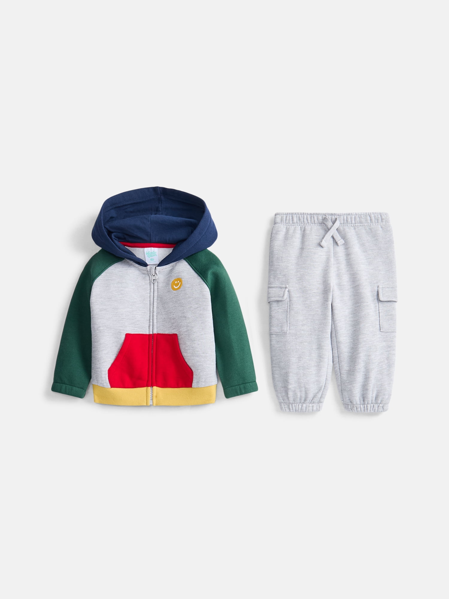 Wonder Nation Baby Boys Full Zip Hoodie and Jogger Sweatpants Set, 2 Piece, Sizes 0/3M-24M