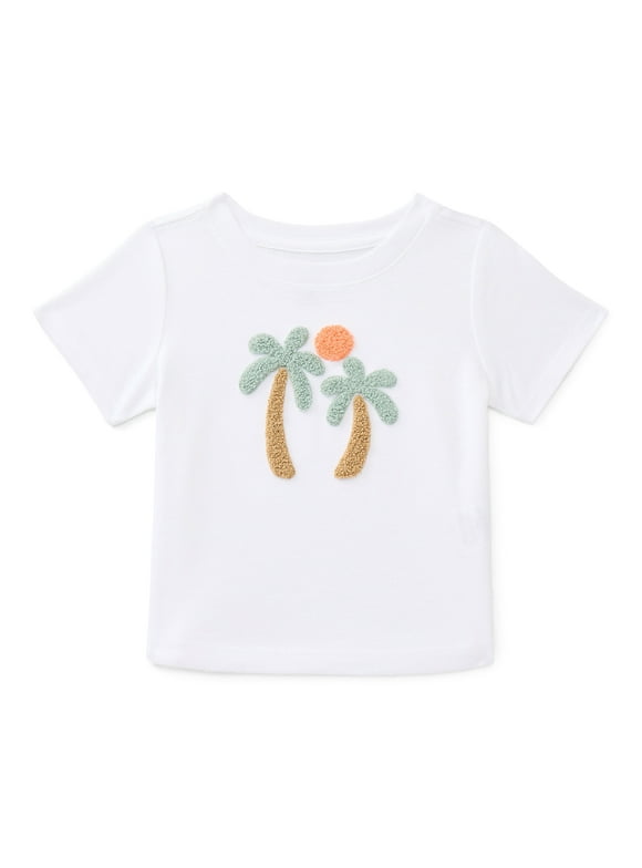 Baby Boy Short Sleeve Chenille Detail T-Shirt, Sizes 0-24 Months