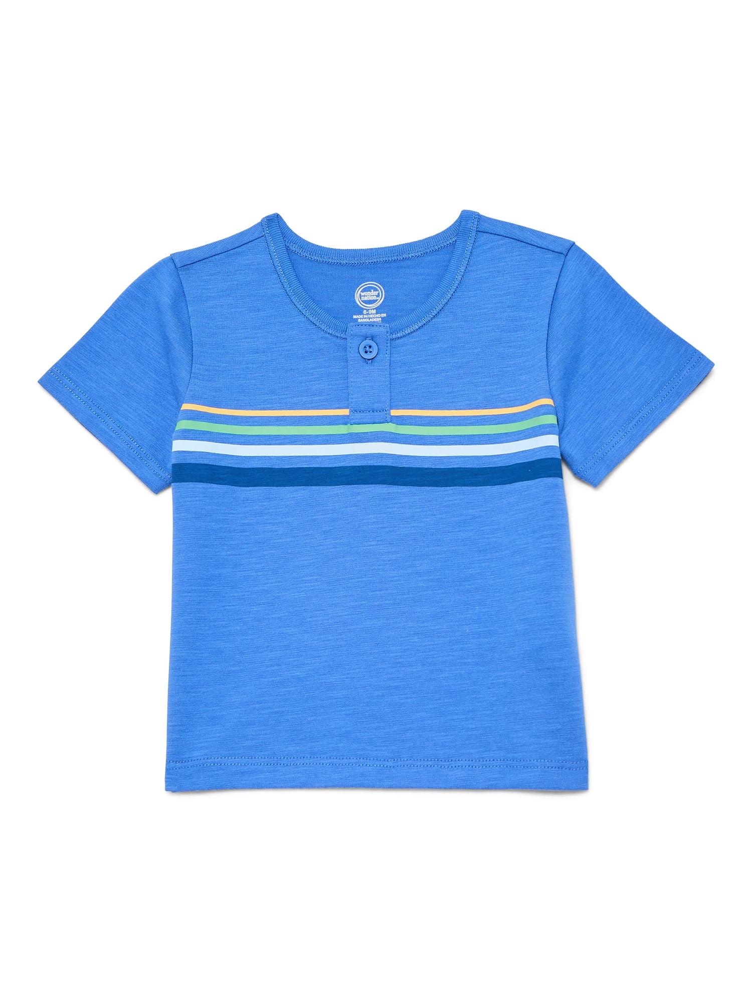 Wonder Nation Baby Boys Henley Tee with Short Sleeves, Sizes 0M-24M