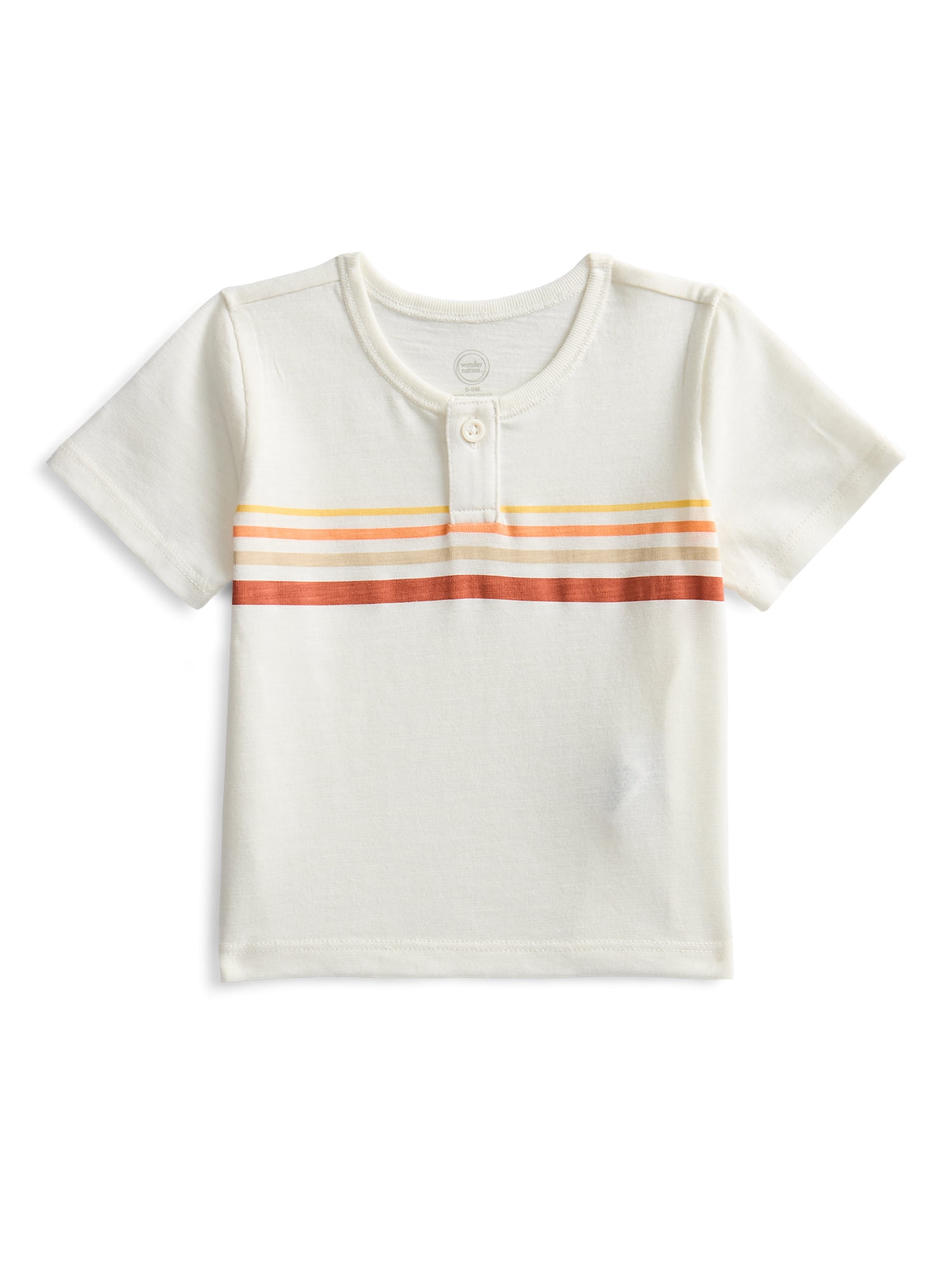 Wonder Nation Baby Boys Henley Tee with Short Sleeves, Sizes 0M-24M