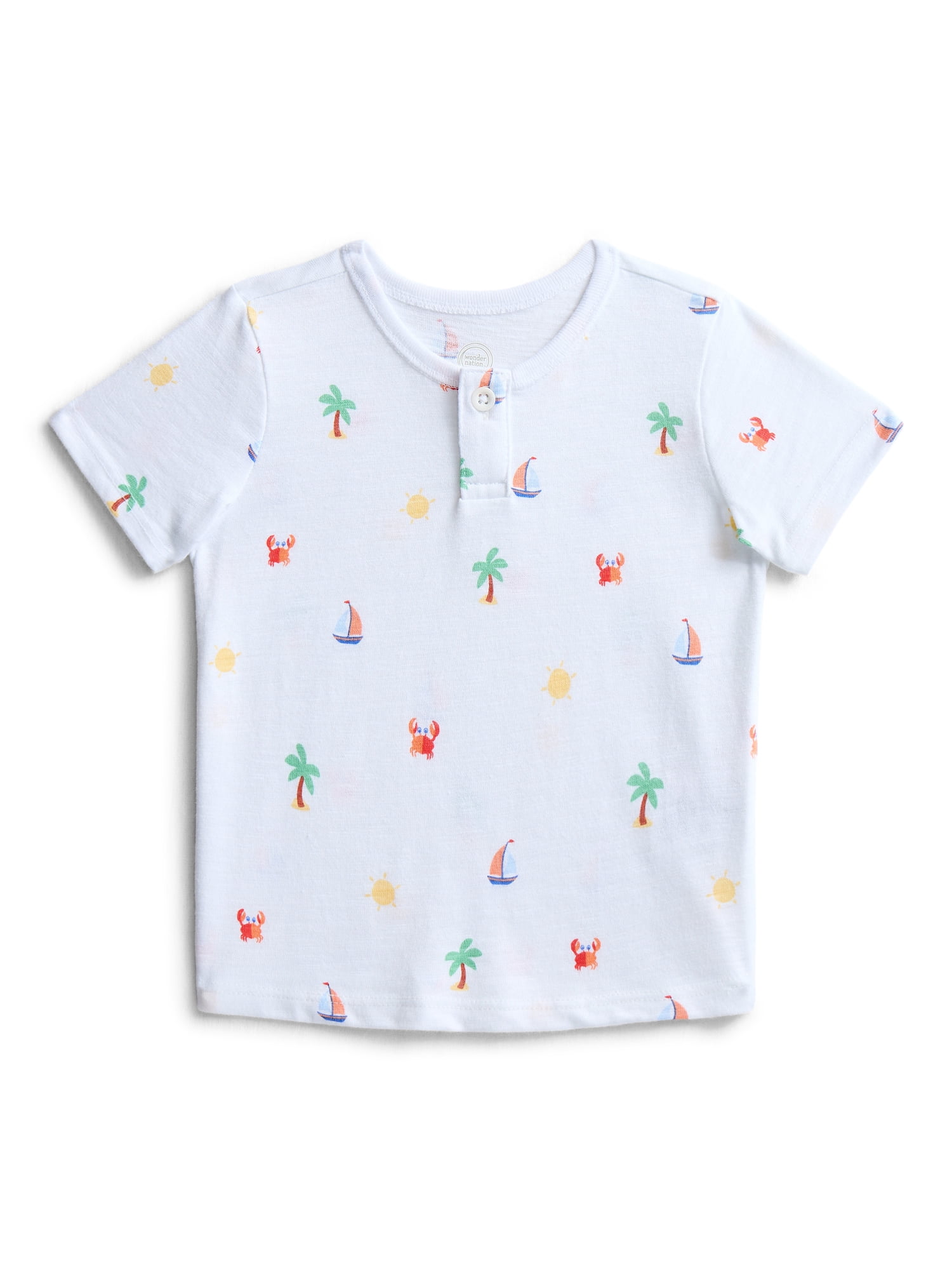 Baby Boys Henley Tee with Short Sleeves, Sizes 0M-24M