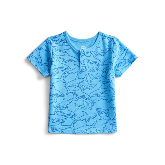 Wonder Nation Baby Boys Henley Tee with Short Sleeves, Sizes 0M-24M