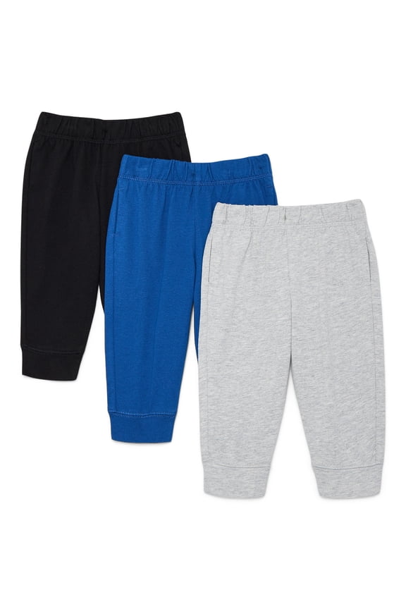 Baby Boys Joggers, 3-Pack, Sizes 0-24 Months