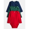 thumbnail image 1 of Wonder Nation Baby Boys' Solid Bodysuit with Long Sleeves, 3-Piece, Sizes 0M-24M, 1 of 4