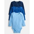 thumbnail image 1 of Wonder Nation Baby Boys' Solid Bodysuit with Long Sleeves, 3-Piece, Sizes 0M-24M, 1 of 4