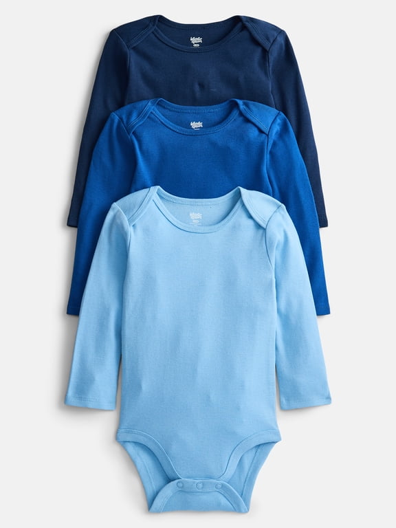 Baby Boys' Solid Bodysuit with Long Sleeves, 3-Piece, Sizes 0M-24M