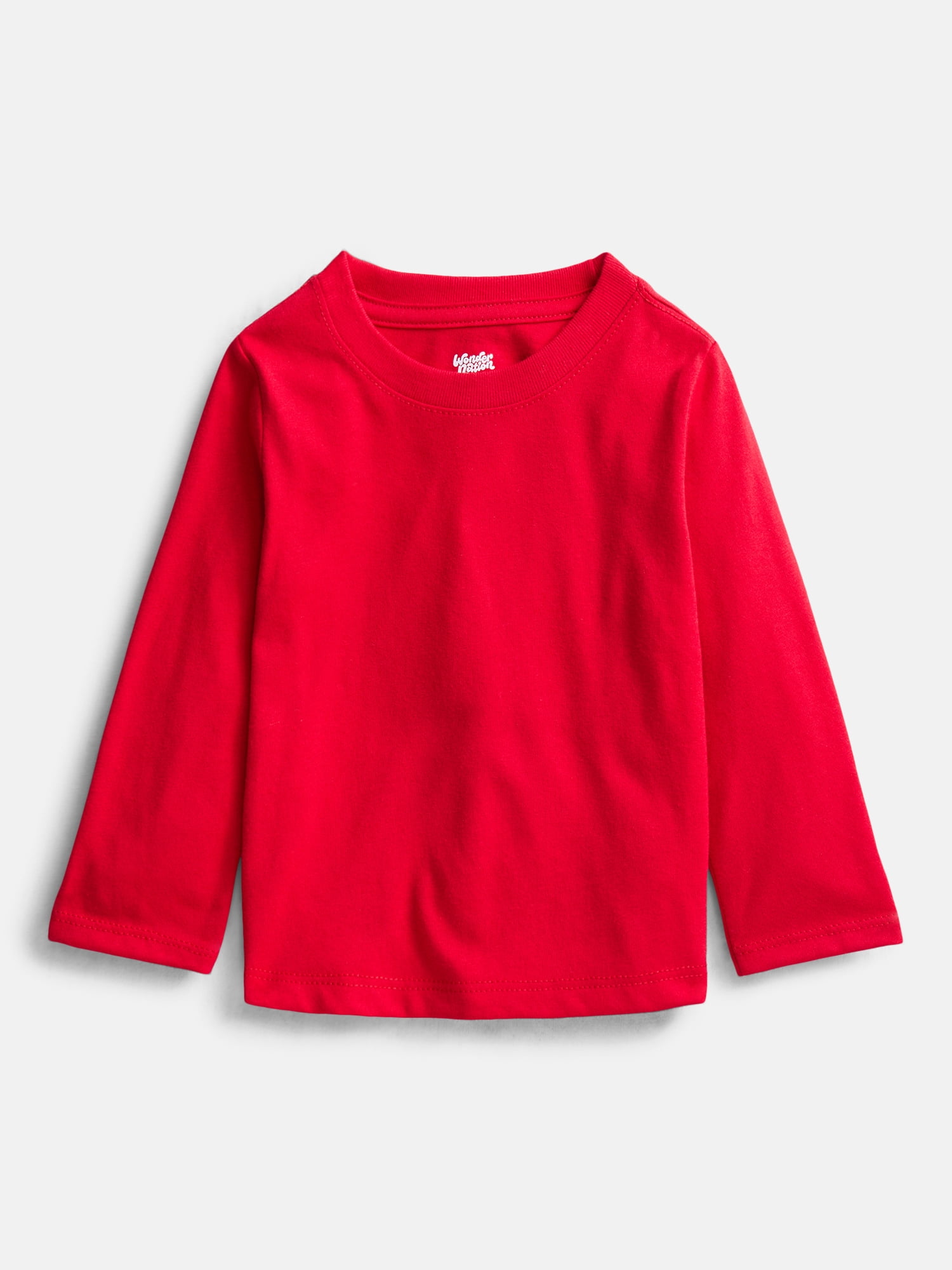 Wonder Nation Baby and Toddler Boys Solid Tee with Long Sleeves, Sizes 0/3M-5T
