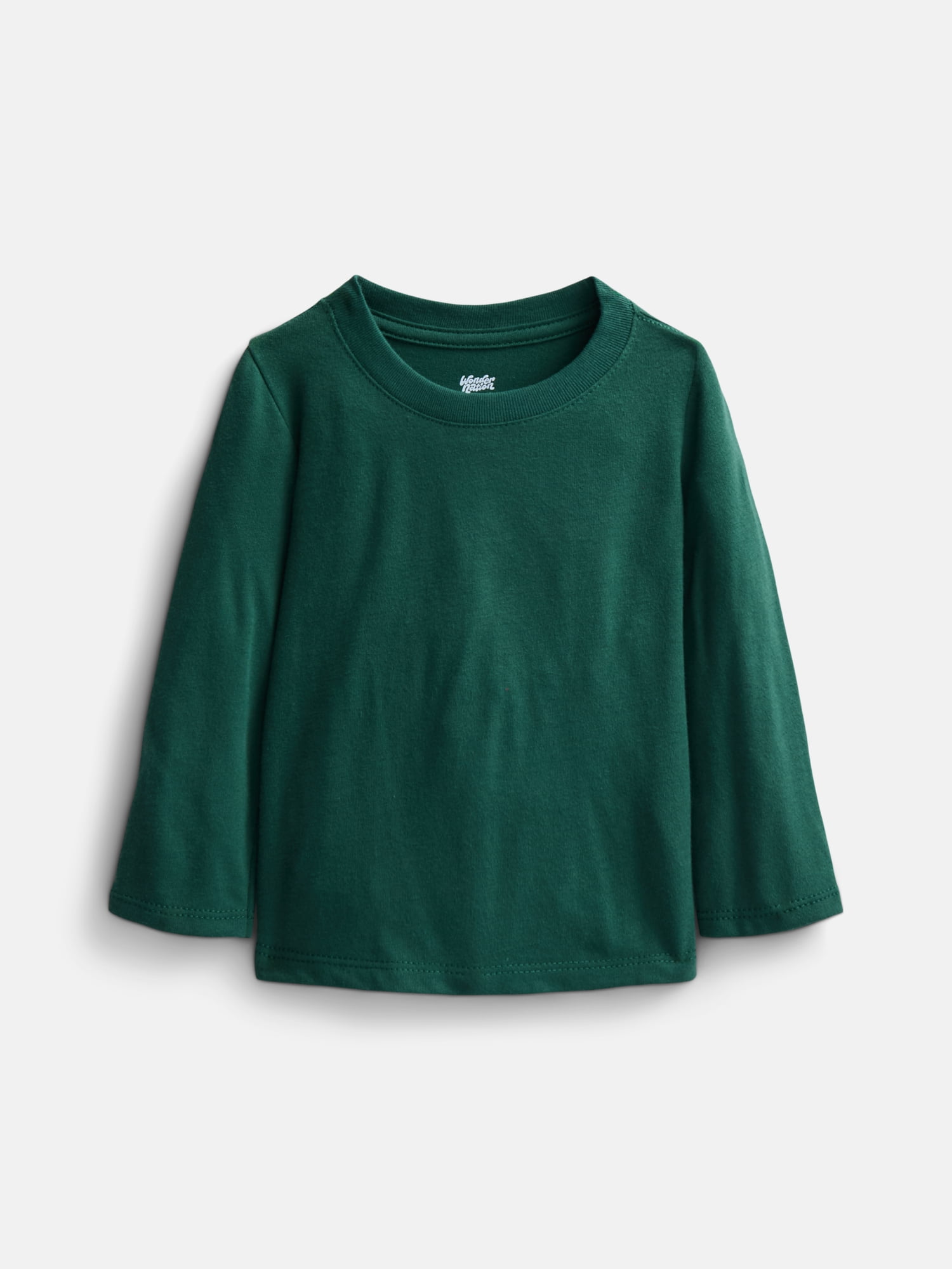 Wonder Nation Baby and Toddler Boys Solid Tee with Long Sleeves, Sizes 0/3M-5T