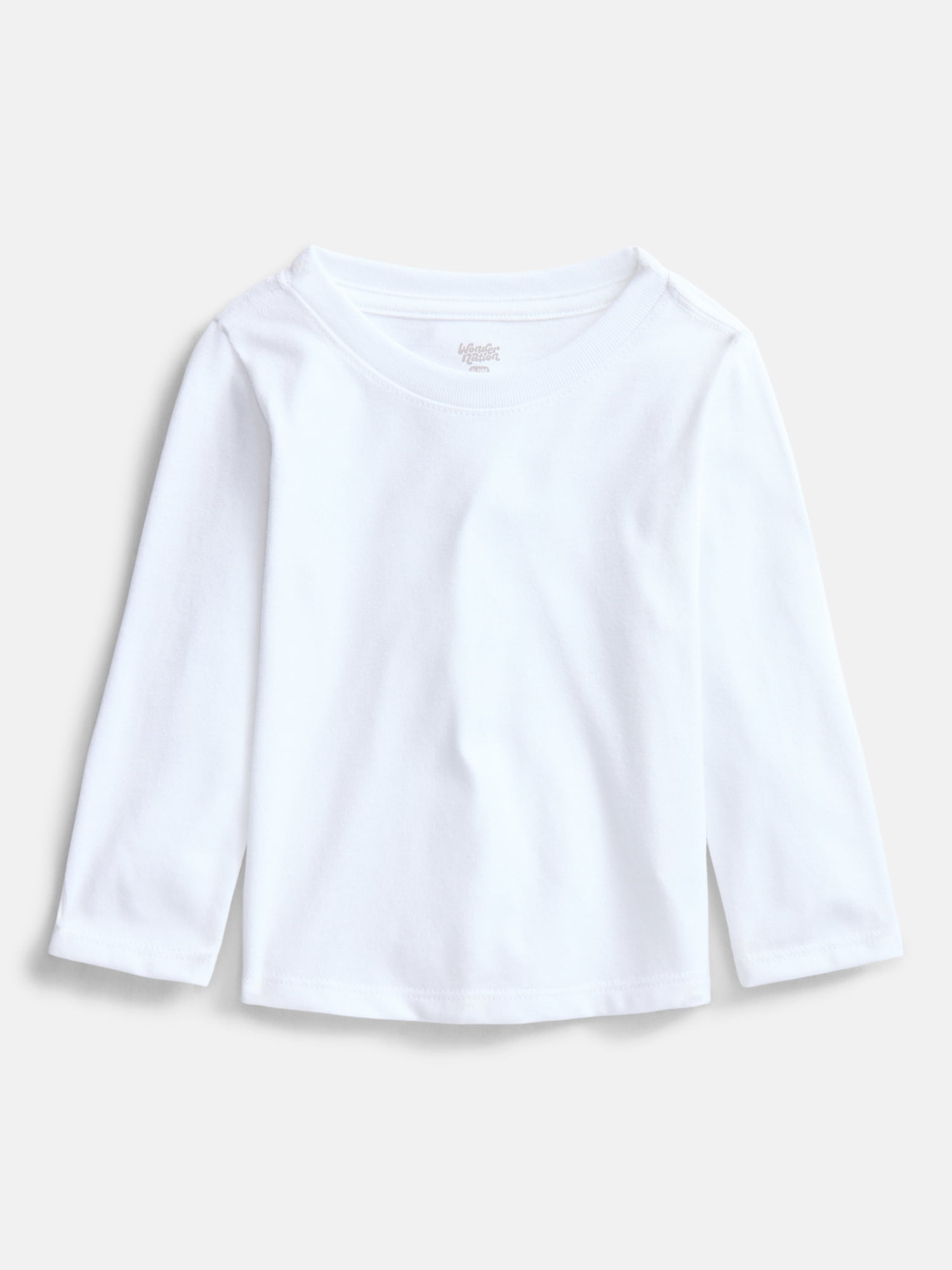 Wonder Nation Baby and Toddler Boys Solid Tee with Long Sleeves, Sizes 0/3M-5T