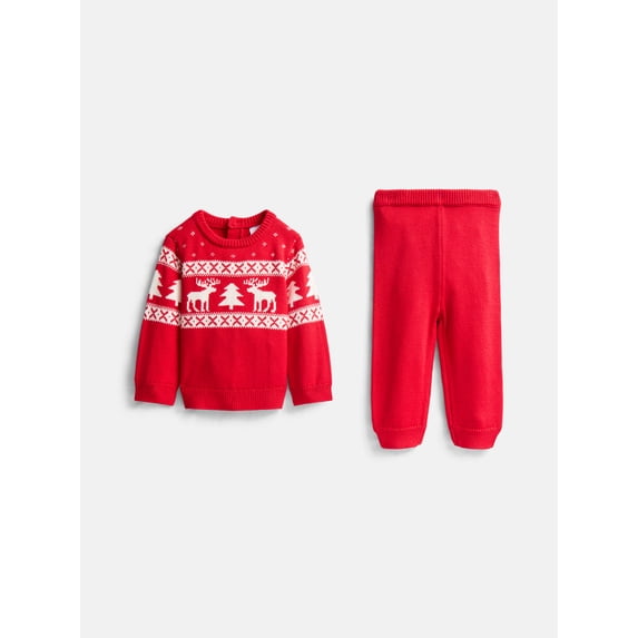 Wonder Nation Baby Boys Knit Sweater and Pants Set, 2 Piece, Sizes 0-3M-24M