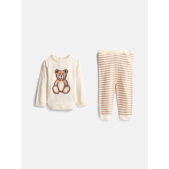 Wonder Nation Baby Boys Knit Sweater and Pants Set, 2 Piece, Sizes 0-3M-24M
