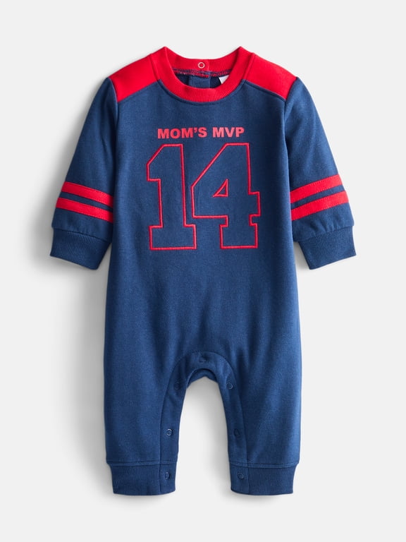 Baby Boys Varsity Romper with Long Sleeves, Sizes 0/3M-24M