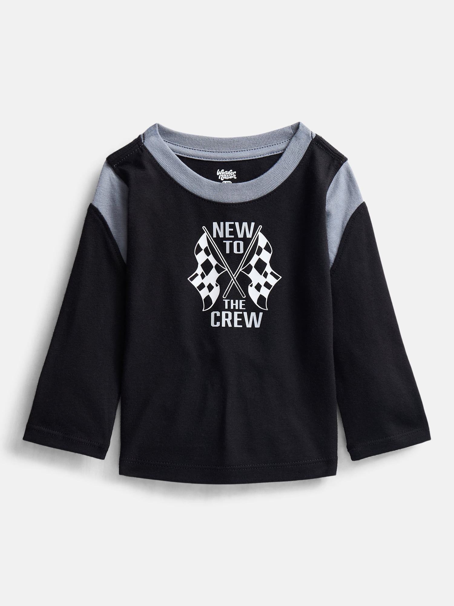 Wonder Nation Baby Boys Contrast Tee with Long Sleeves, Sizes 0-24M