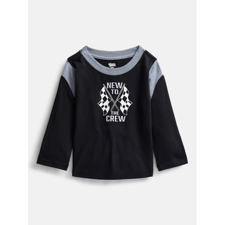 Wonder Nation Baby Boys Contrast Tee with Long Sleeves, Sizes 0-24M