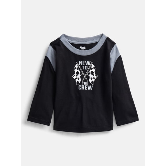 Wonder Nation Baby Boys Contrast Tee with Long Sleeves, Sizes 0-24M