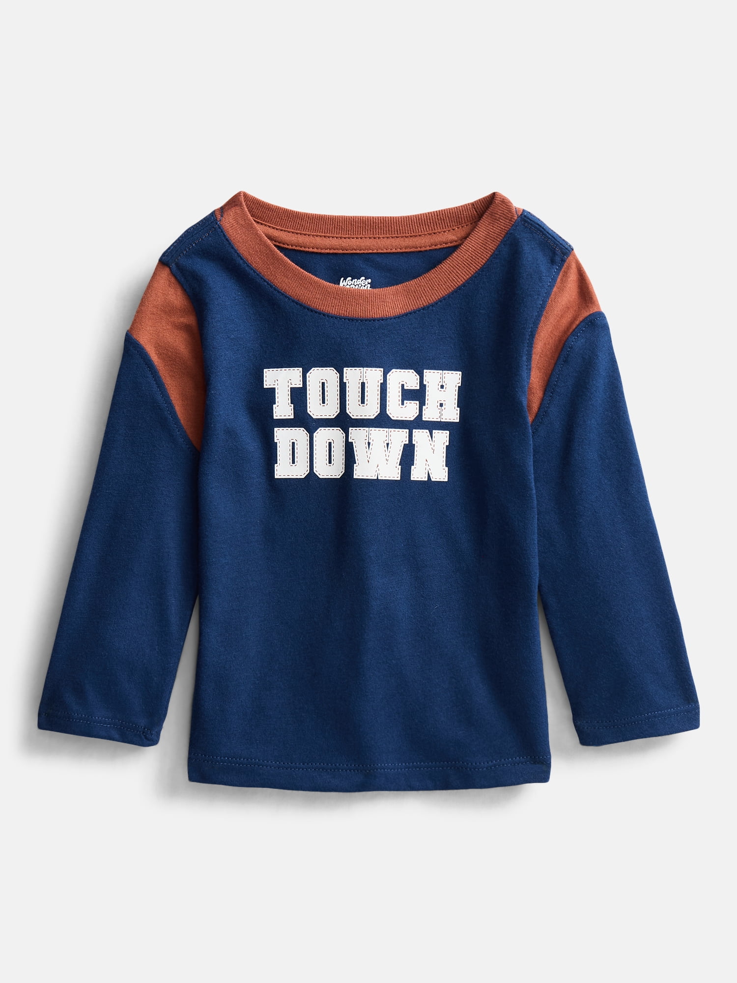 Wonder Nation Baby Boys Contrast Tee with Long Sleeves, Sizes 0-24M