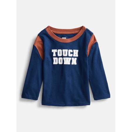 Wonder Nation Baby Boys Contrast Tee with Long Sleeves, Sizes 0-24M