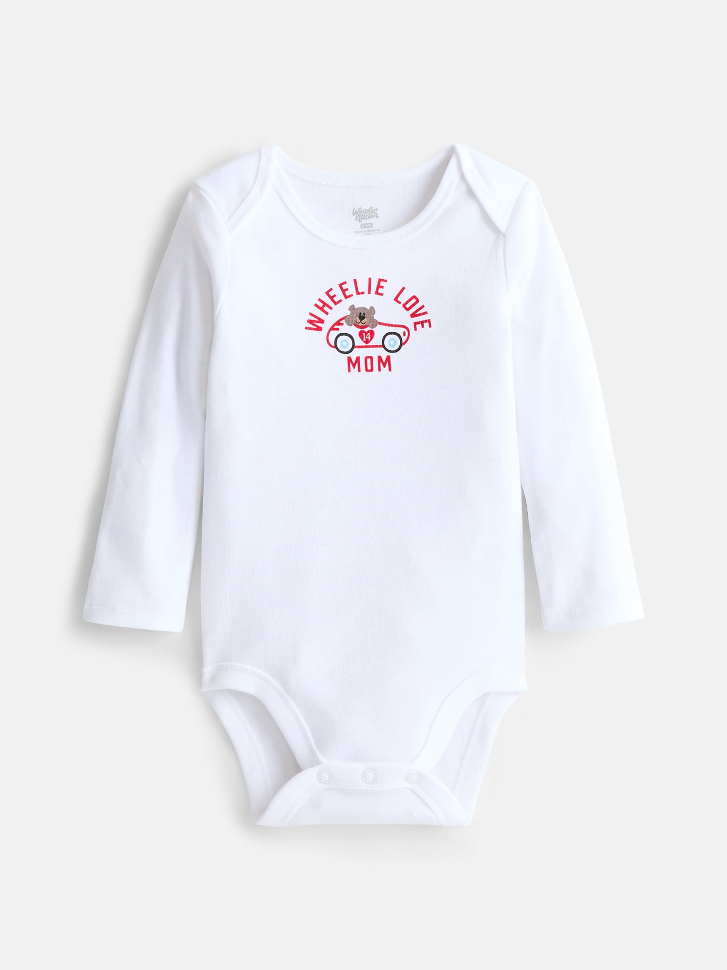 Wonder Nation Baby Boys Graphic Cotton Bodysuit with Long Sleeves, Sizes 0M-24M