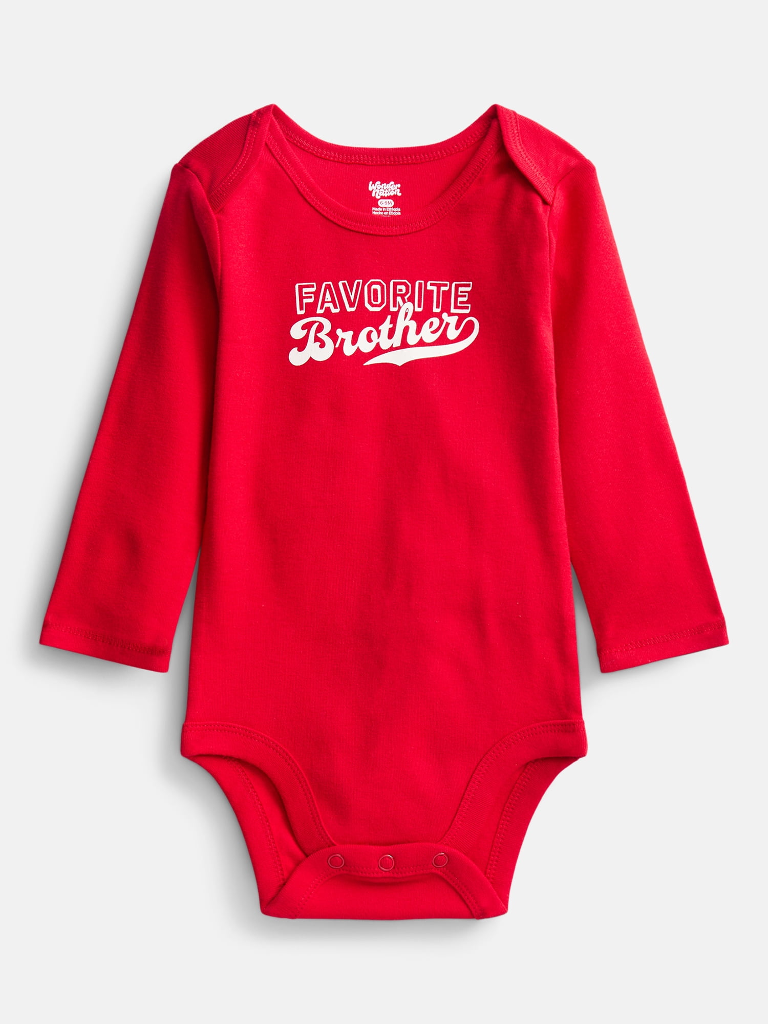 Wonder Nation Baby Boys' Graphic Cotton Bodysuit with Long Sleeves, Sizes 0M-24M
