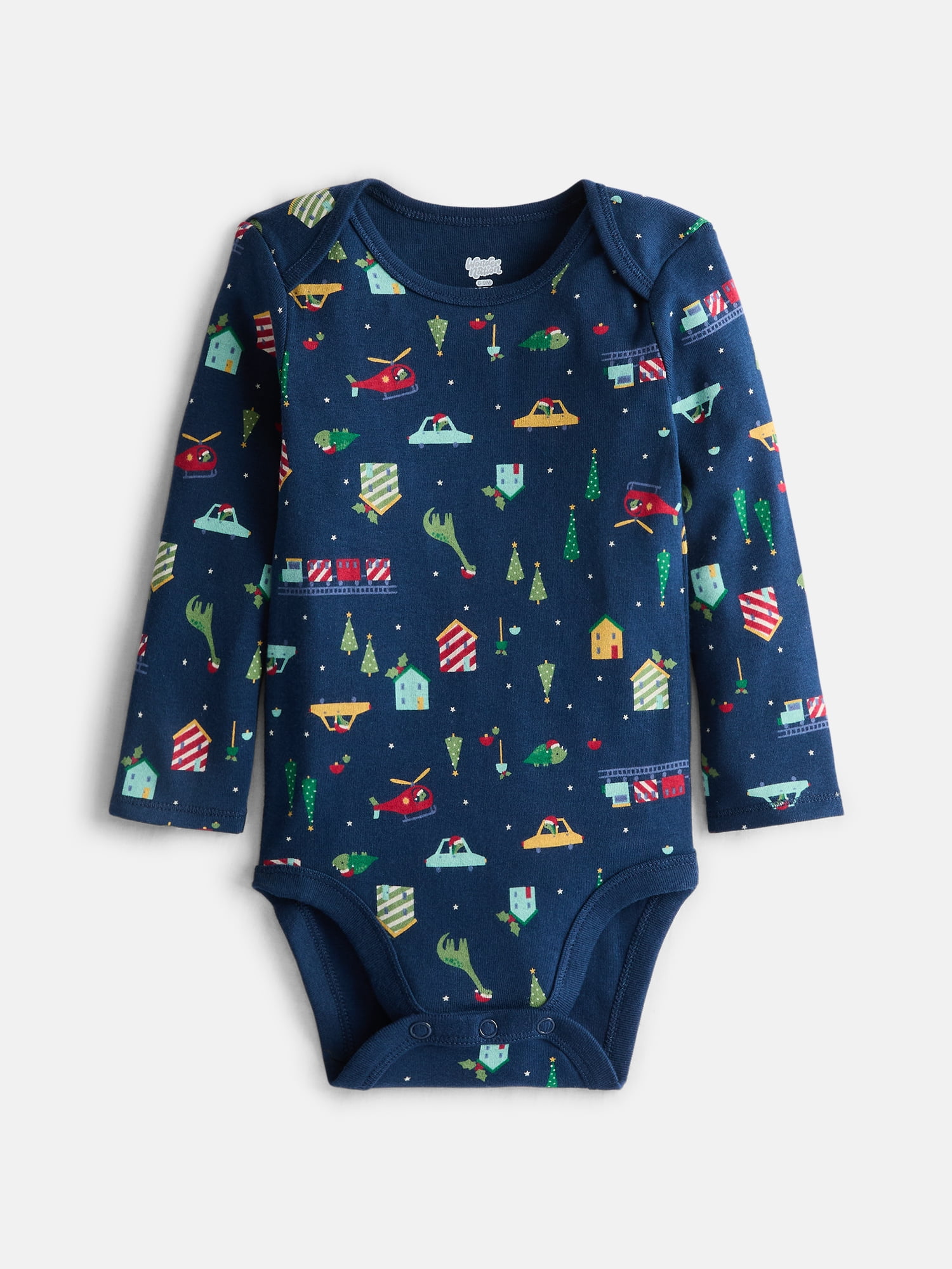 Wonder Nation Baby Boys Graphic Cotton Bodysuit with Long Sleeves, Sizes 0M-24M