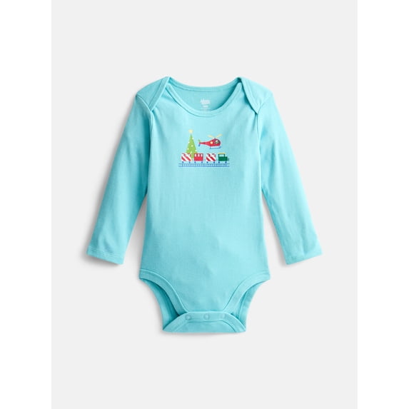 Wonder Nation Baby Boys Graphic Cotton Bodysuit with Long Sleeves, Sizes 0M-24M