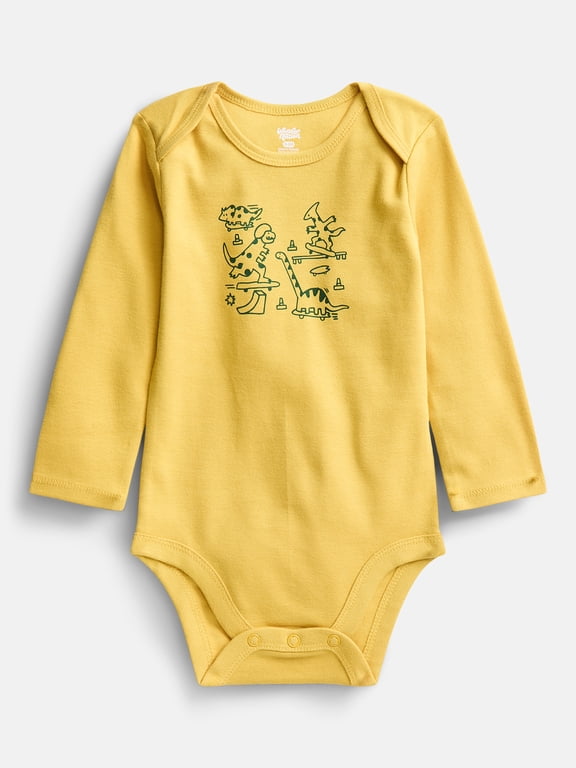 Baby Boys' Graphic Cotton Bodysuit with Long Sleeves, Sizes 0M-24M