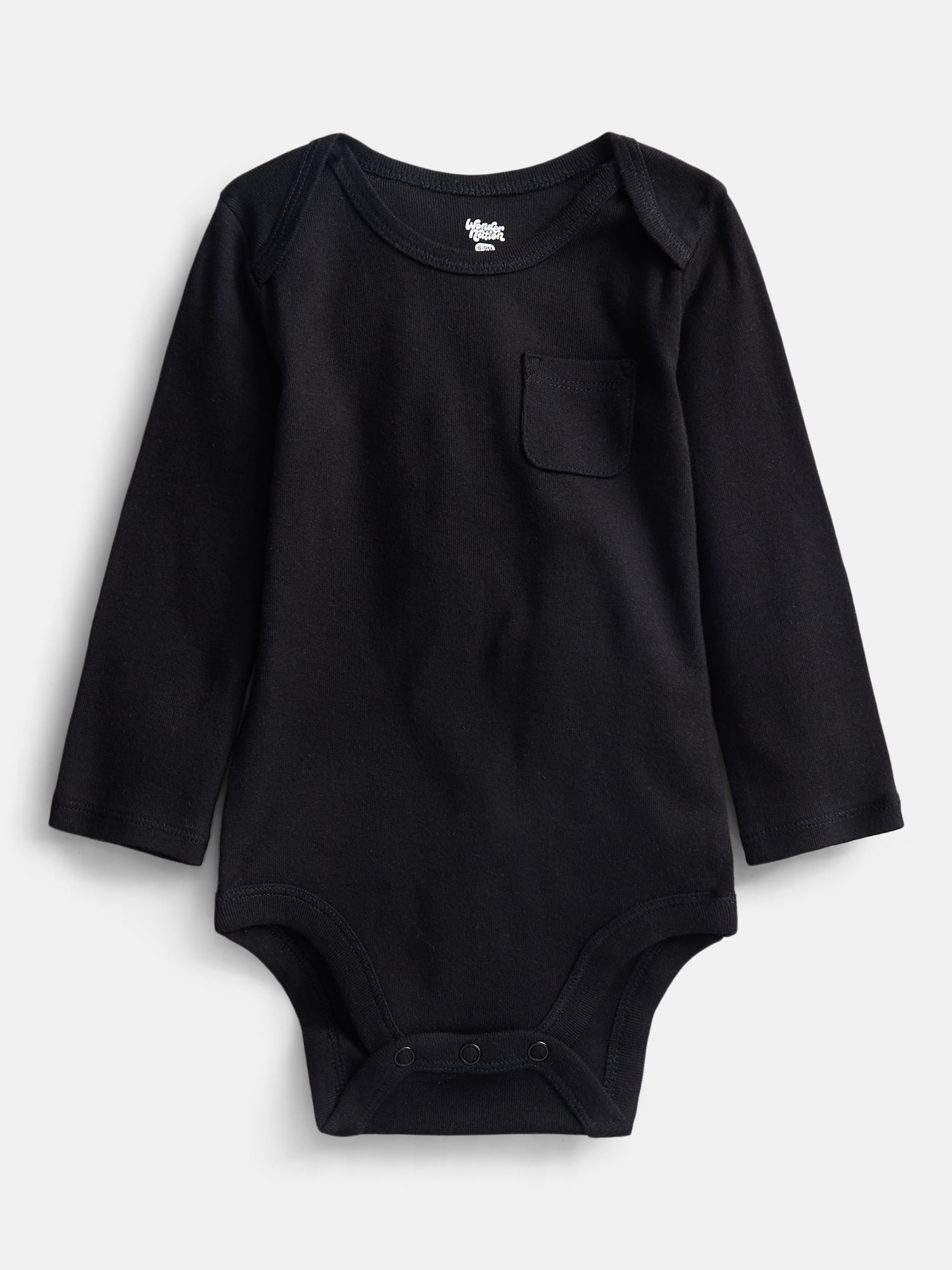 Wonder Nation Baby Boys' Cotton Pocket Bodysuit with Long Sleeves, Sizes 0M-24M