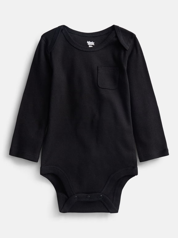 Baby Boys' Cotton Pocket Bodysuit with Long Sleeves, Sizes 0M-24M