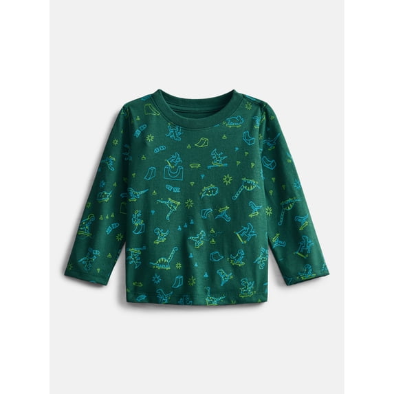 Wonder Nation Baby Boys' Print Tee with Long Sleeves, Sizes 0M-24M