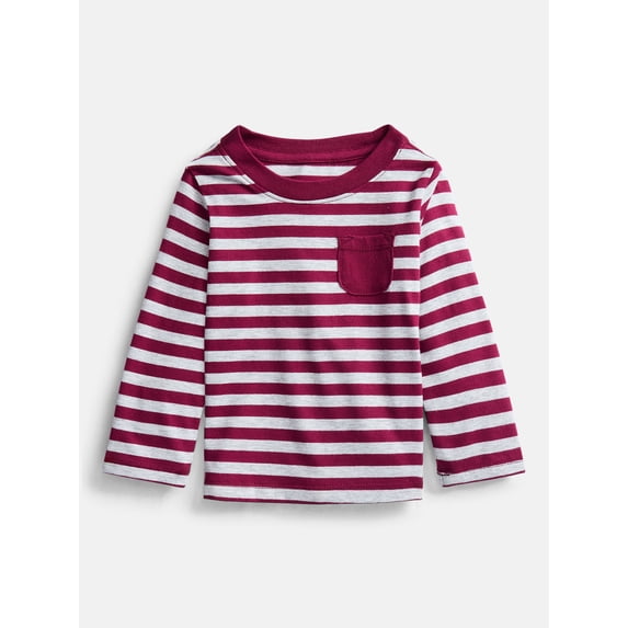 Wonder Nation Baby Boys Stripe Tee with Long Sleeves, Sizes 0-24 Months