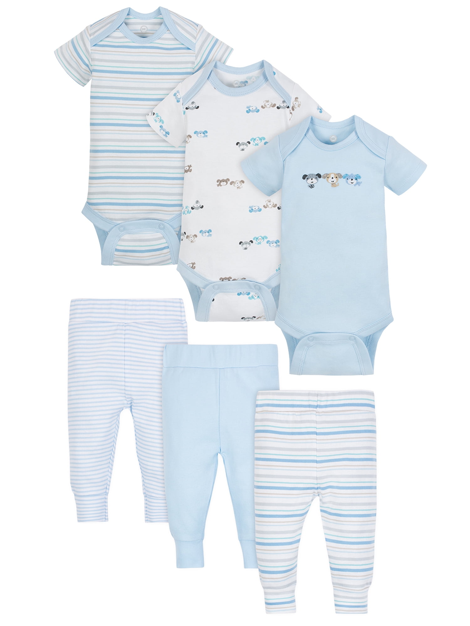 Wonder Nation Baby Boy Outfit Bodysuits & Pants Shower Gift Set, 6 ...