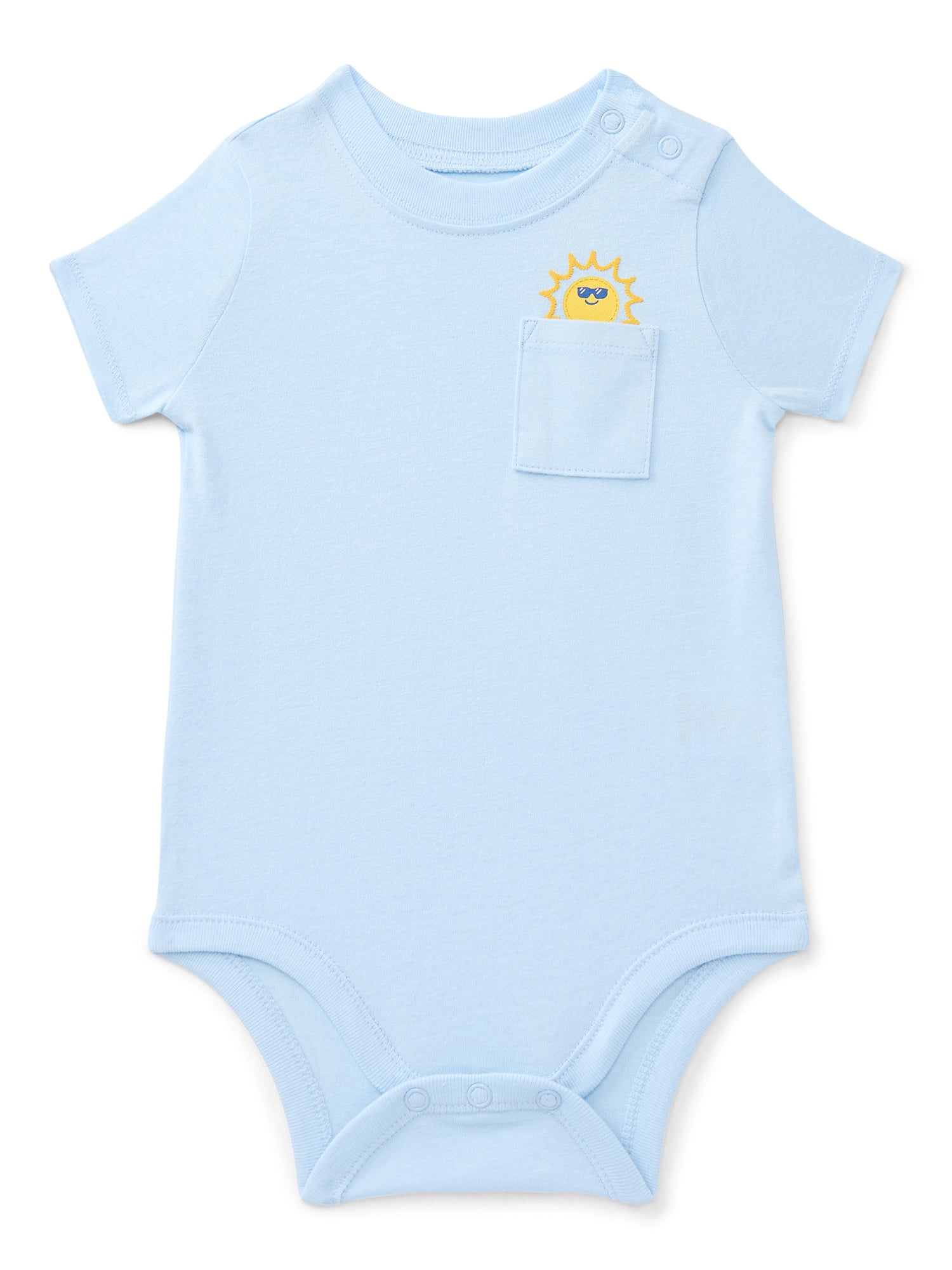 Wonder Nation Baby Boys Pocket Bodysuit with Short Sleeves, Sizes 0M-24M