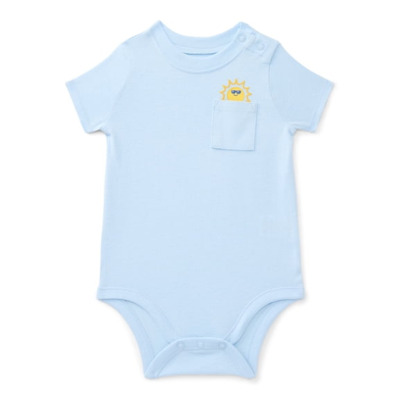 Wonder Nation Baby Boys Pocket Bodysuit with Short Sleeves, Sizes 0M-24M