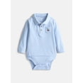 thumbnail image 1 of Wonder Nation Baby Boys' Cotton Polo Bodysuit with Long Sleeves, Sizes 0M-24M, 1 of 3