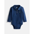 thumbnail image 1 of Wonder Nation Baby Boys' Cotton Polo Bodysuit with Long Sleeves, Sizes 0M-24M, 1 of 3
