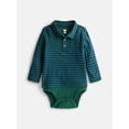 thumbnail image 1 of Wonder Nation Baby Boys' Striped Cotton Polo Bodysuit with Long Sleeves, Sizes 0M-24M, 1 of 3