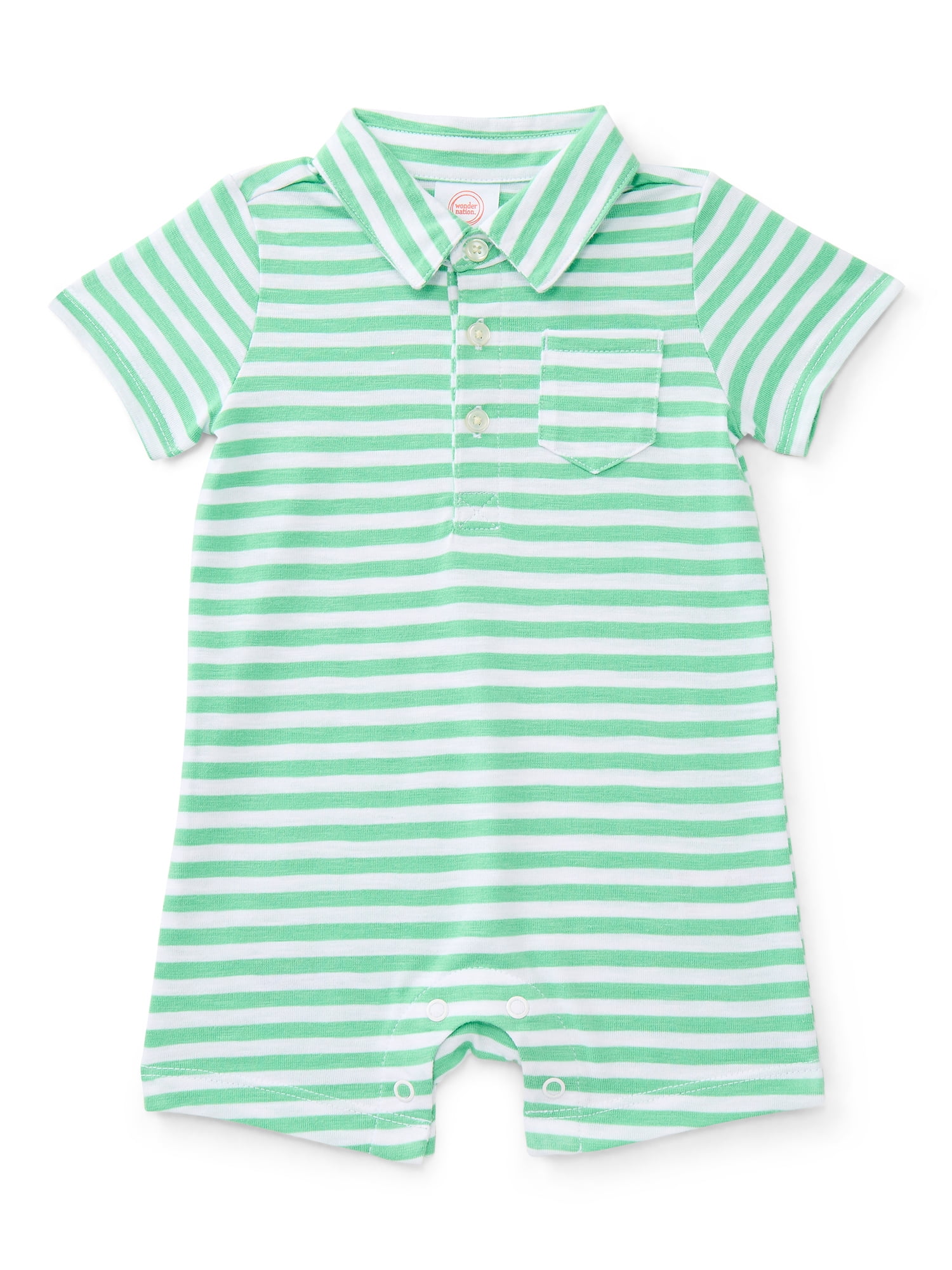 Wonder Nation Baby Boys' Polo Shortie Romper with Short Sleeves, Sizes 0/3M-24M