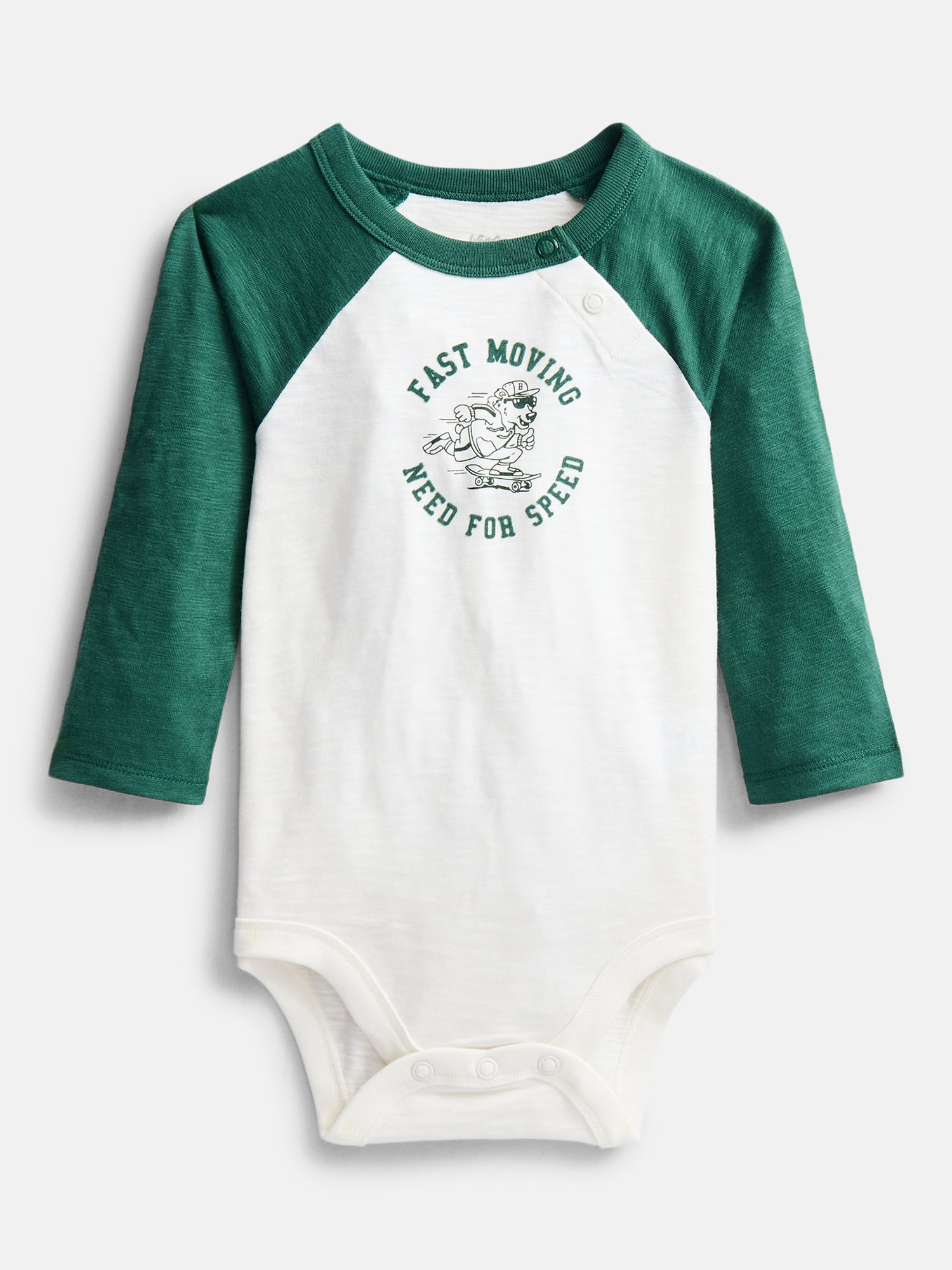 Wonder Nation Baby Boys' Graphic Cotton Bodysuit with Long Raglan Sleeves, Sizes 0M-24M