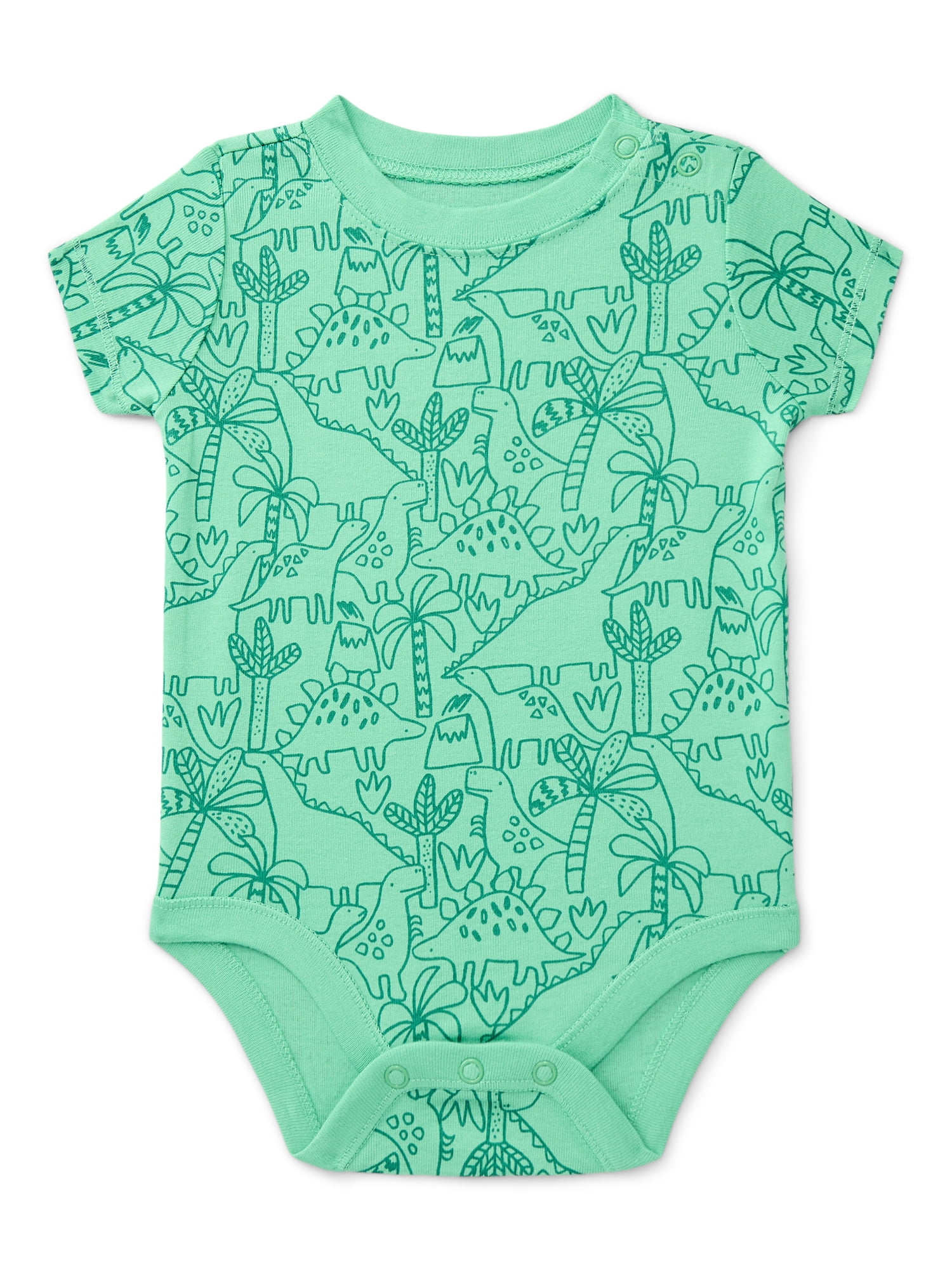Wonder Nation Baby Boys Cotton Printed Bodysuit with Short Sleeves, Sizes 0M-24M
