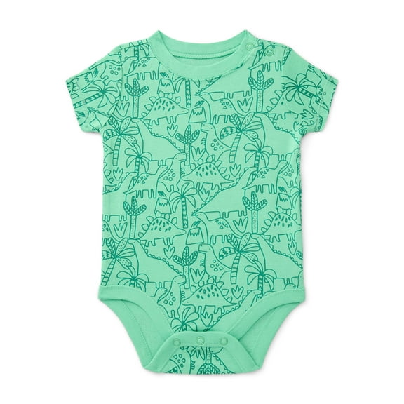 Wonder Nation Baby Boys Cotton Printed Bodysuit with Short Sleeves, Sizes 0M-24M
