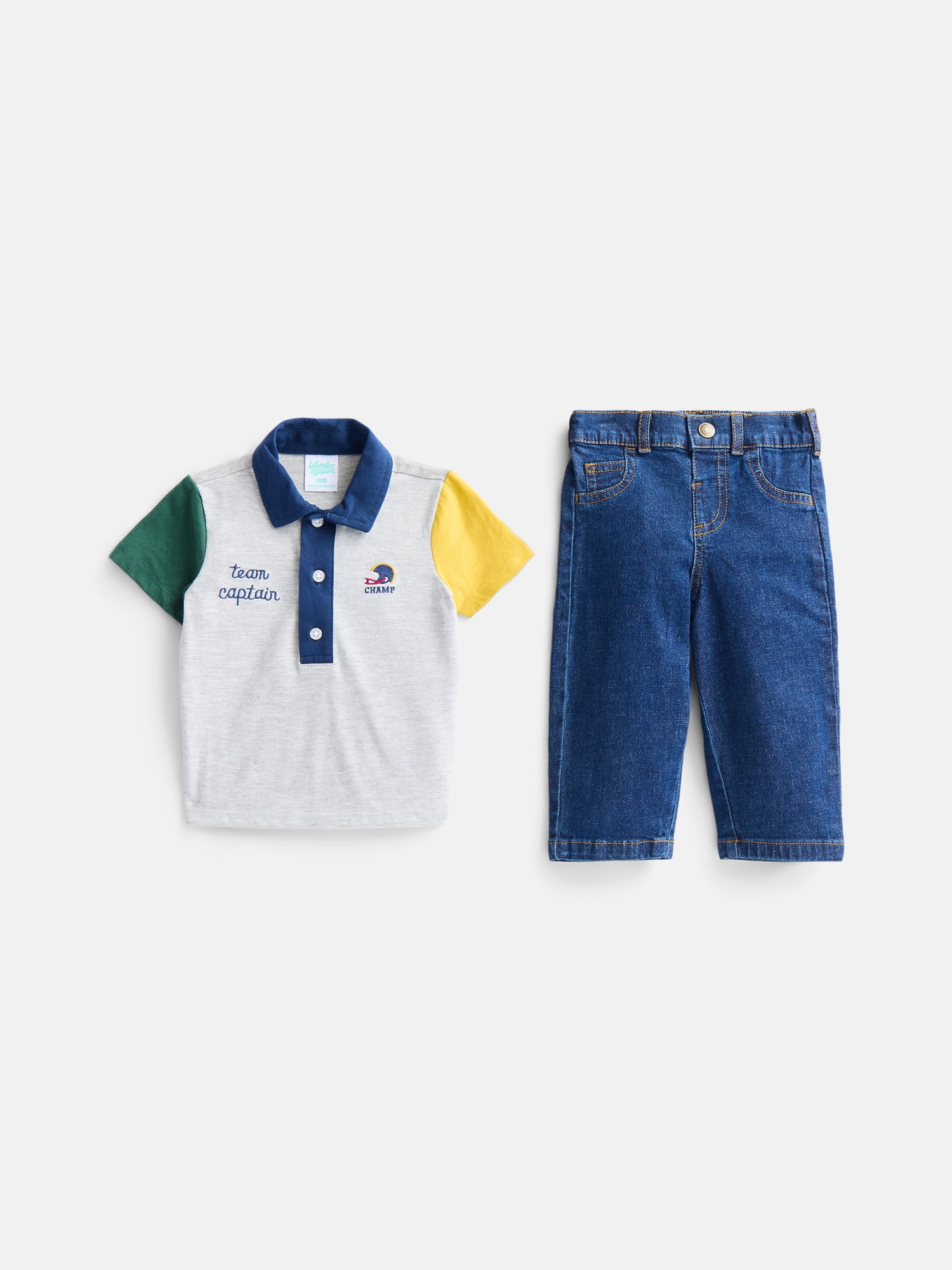 Wonder Nation Baby Boys Polo Shirt and Pants Set, 2-Piece, Sizes 0/3M-24M