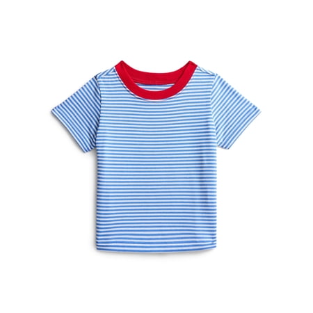 Wonder Nation Baby Boys Striped Tee with Short Sleeves, Sizes 0-24 Months