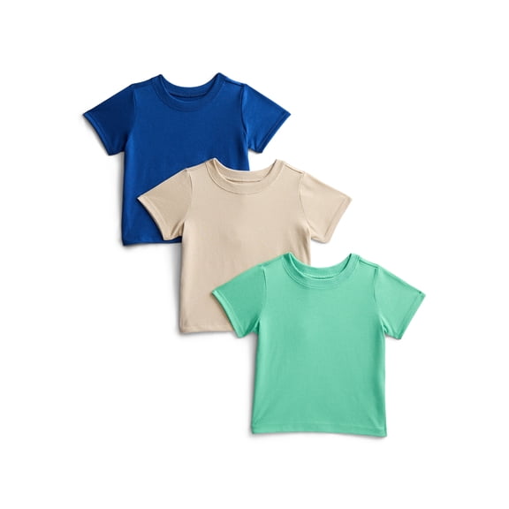 Wonder Nation Baby Boys Tee with Short Sleeves, 3-Pack, Sizes 0-24M