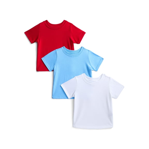 Wonder Nation Baby Boys Tee with Short Sleeves, 3-Pack, Sizes 0-24M