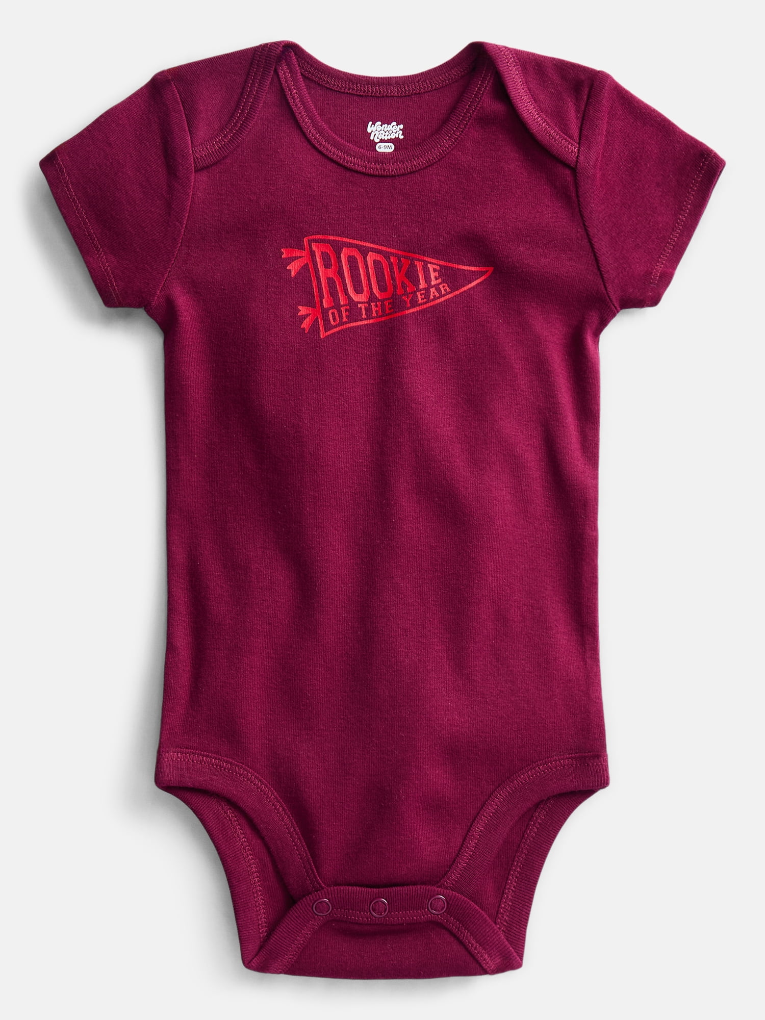 Wonder Nation Baby Boys' Graphic Cotton Bodysuit with Short Sleeves, Sizes 0M-24M