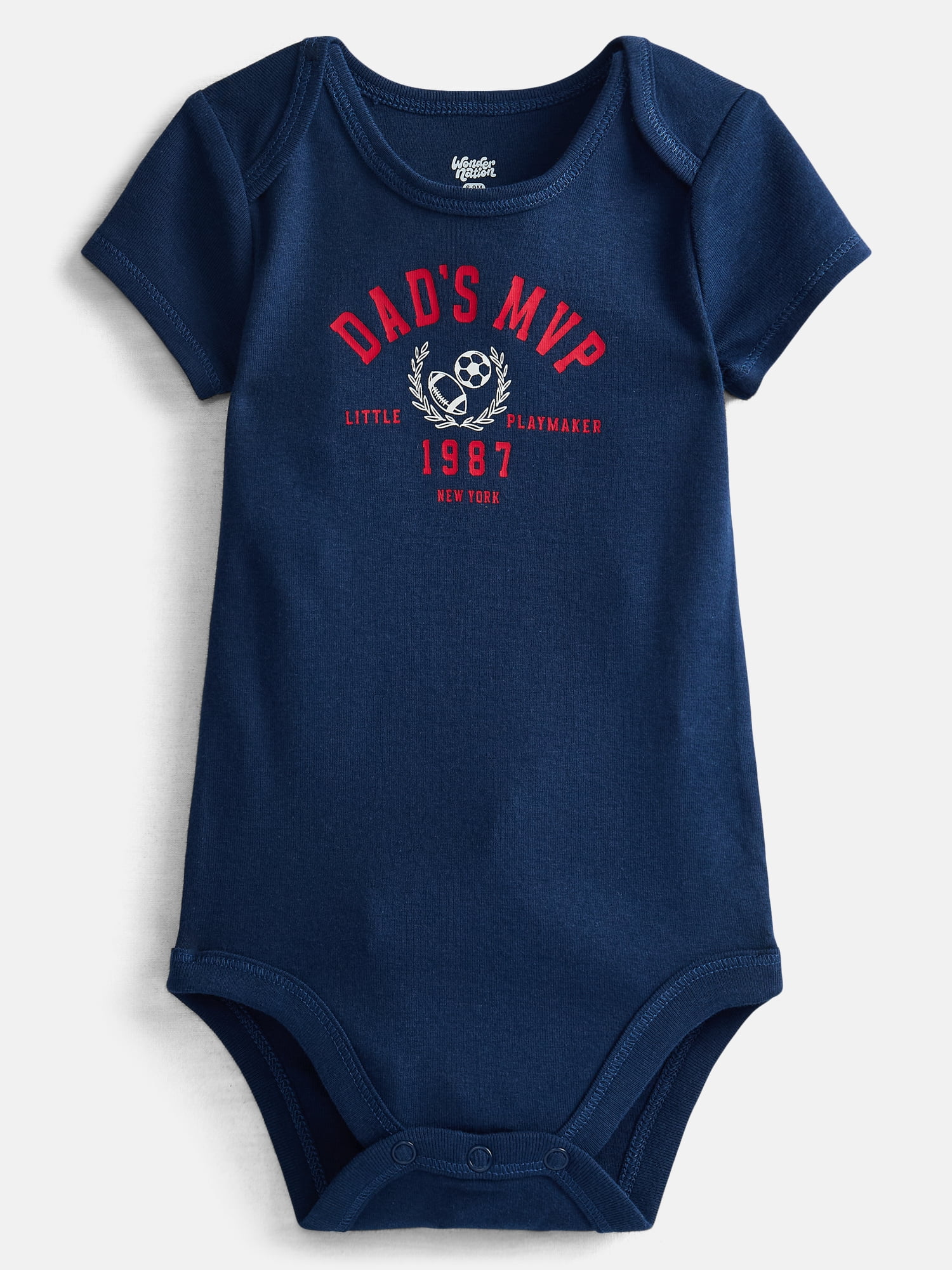 Wonder Nation Baby Boys' Graphic Cotton Bodysuit with Short Sleeves, Sizes 0M-24M