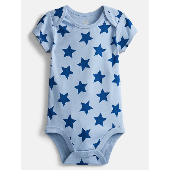 Wonder Nation Baby Boys' Graphic Cotton Bodysuit with Short Sleeves, Sizes 0M-24M