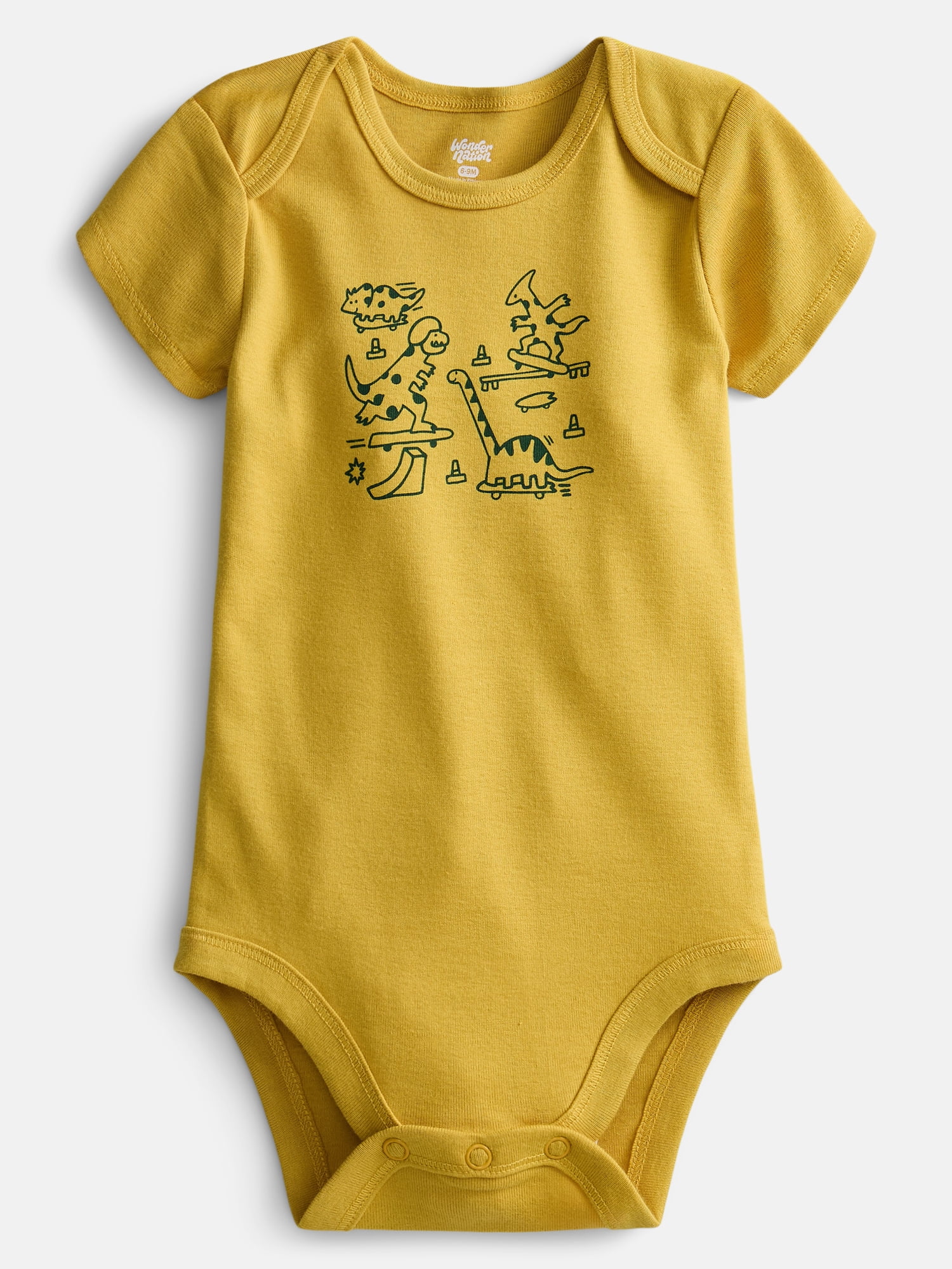 Wonder Nation Baby Boys' Graphic Cotton Bodysuit with Short Sleeves, Sizes 0M-24M